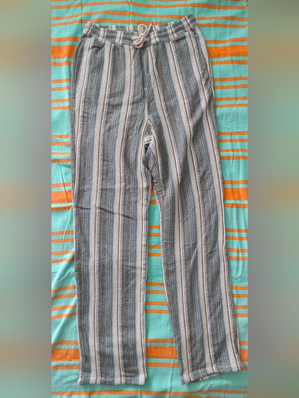 ASOS Gray and White Striped Casual Knit Pants